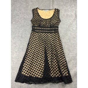 Max Studio Women XS Black Polka Dot Lace Nude Lining Dress Gothic Sexy Y2K Fairy